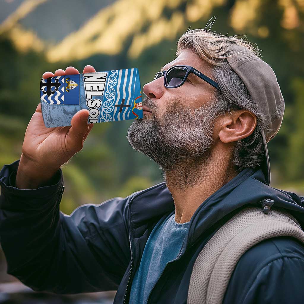 New Zealand Nelson 4 in 1 Can Cooler Tumbler Nelson's Flag and Seal - Maori Art Tattoo