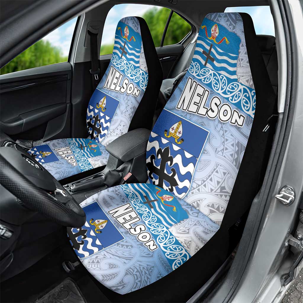 New Zealand Nelson Car Seat Cover Nelson's Flag and Seal - Maori Art Tattoo
