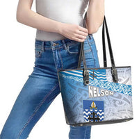 New Zealand Nelson Leather Tote Bag Nelson's Flag and Seal - Maori Art Tattoo