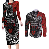 Aotearoa Toitu Te Tiriti Couples Matching Long Sleeve Bodycon Dress and Long Sleeve Button Shirt New Zealand Honour the Treaty - Te Tiriti Is Us