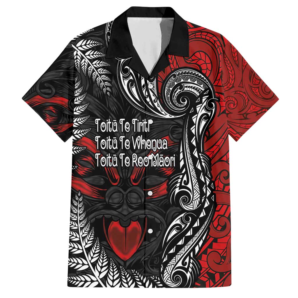 Aotearoa Toitu Te Tiriti Family Matching Short Sleeve Bodycon Dress and Hawaiian Shirt New Zealand Honour the Treaty - Te Tiriti Is Us LT03 Dad's Shirt - Short Sleeve Red - Polynesian Pride