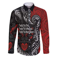 Aotearoa Toitu Te Tiriti Family Matching Tank Maxi Dress and Hawaiian Shirt New Zealand Honour the Treaty - Te Tiriti Is Us LT03 Dad's Shirt - Long Sleeve Red - Polynesian Pride