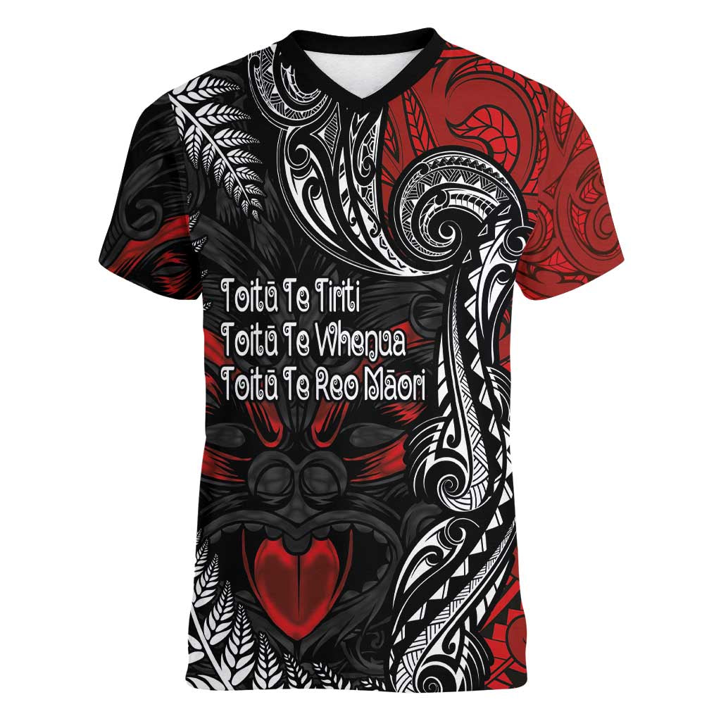 Aotearoa Toitu Te Tiriti Women V-Neck T-Shirt New Zealand Honour the Treaty - Te Tiriti Is Us
