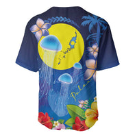Palau Jellyfish Baseball Jersey Ocean Heritage Tropical Plants - Polynesian Pride