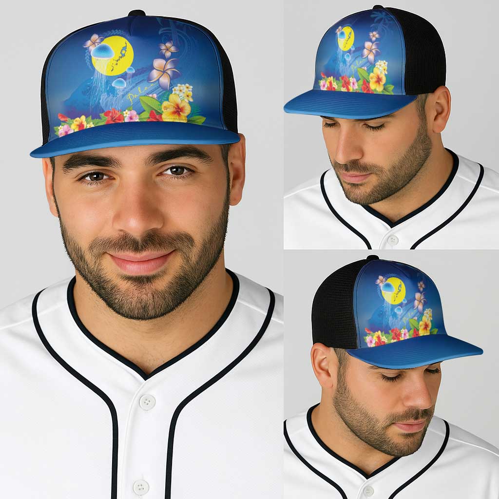 Palau Jellyfish Baseball Net Cap Ocean Heritage Tropical Plants - Polynesian Pride