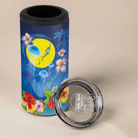 Palau Jellyfish 4 in 1 Can Cooler Tumbler Ocean Heritage Tropical Plants - Polynesian Pride