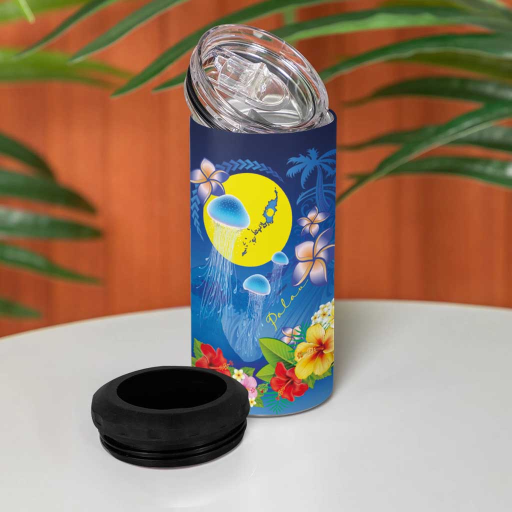 Palau Jellyfish 4 in 1 Can Cooler Tumbler Ocean Heritage Tropical Plants - Polynesian Pride