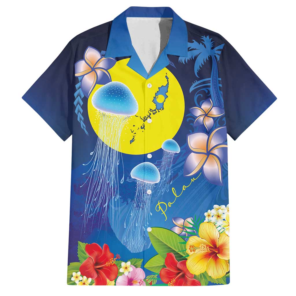 Palau Jellyfish Family Matching Off Shoulder Short Dress and Hawaiian Shirt Ocean Heritage Tropical Plants - Polynesian Pride