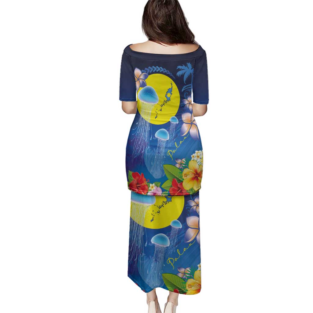 Palau Jellyfish Family Matching Puletasi and Hawaiian Shirt Ocean Heritage Tropical Plants - Polynesian Pride