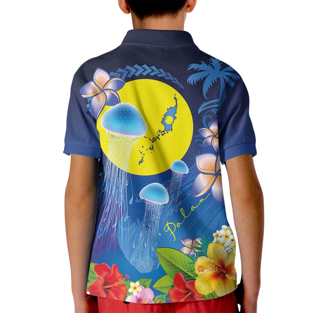 Palau Jellyfish Kid Polo Shirt Ocean Heritage Tropical Plants LT03 - Polynesian Pride