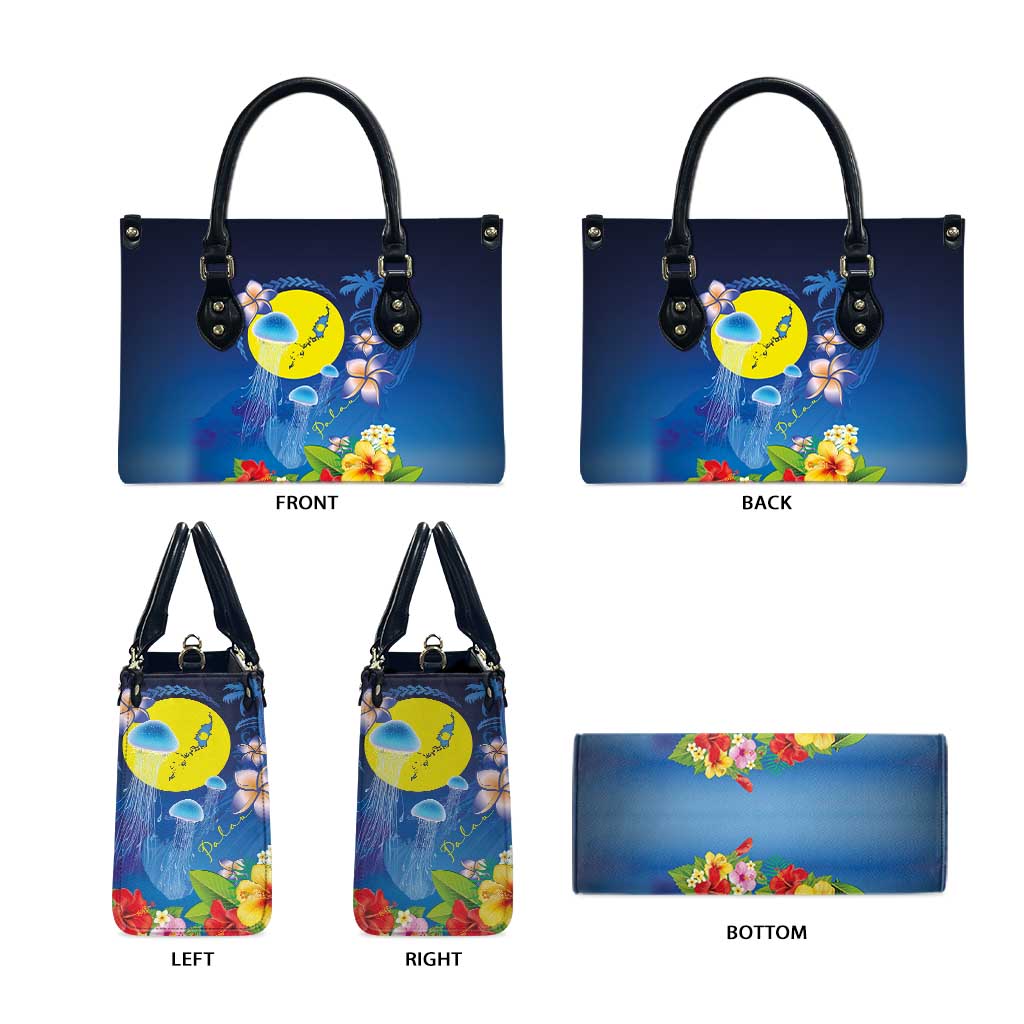 Palau Jellyfish Leather Bag Ocean Heritage Tropical Plants - Polynesian Pride