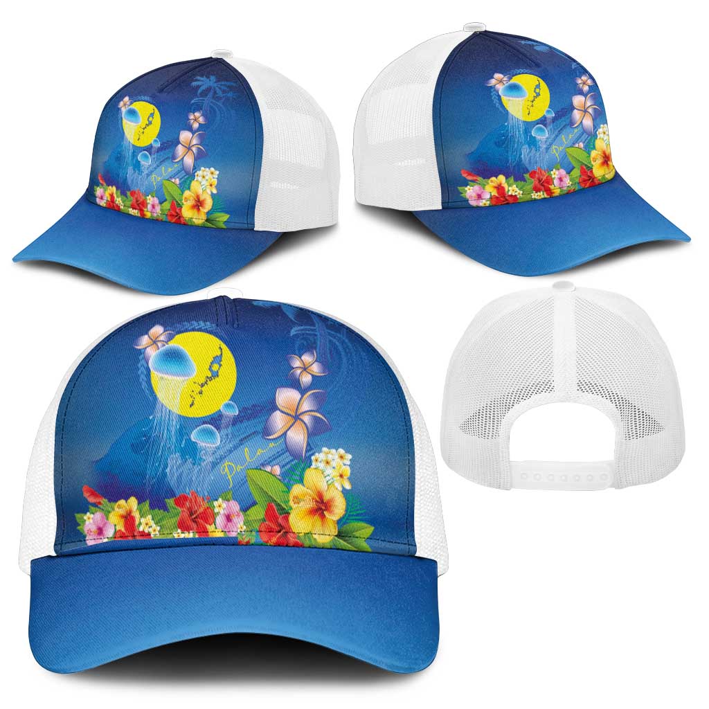 Palau Jellyfish Mesh Trucker Cap Ocean Heritage Tropical Plants - Polynesian Pride