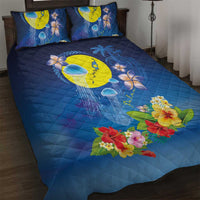 Palau Jellyfish Quilt Bed Set Ocean Heritage Tropical Plants - Polynesian Pride
