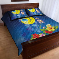 Palau Jellyfish Quilt Bed Set Ocean Heritage Tropical Plants - Polynesian Pride