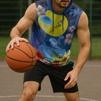 Palau Jellyfish Sleeveless Hoodie Ocean Heritage Tropical Plants - Polynesian Pride