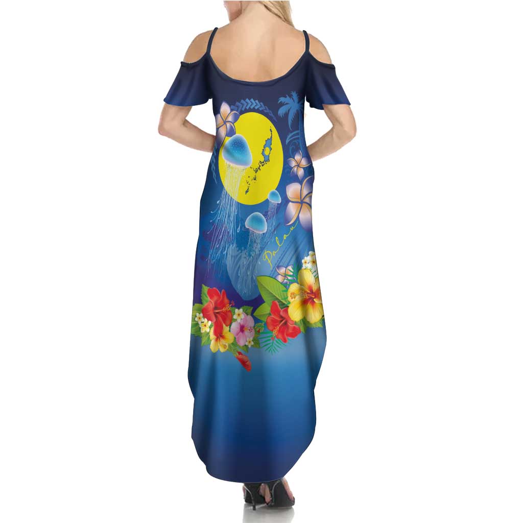 Palau Jellyfish Summer Maxi Dress Ocean Heritage Tropical Plants - Polynesian Pride