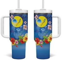 Palau Jellyfish Tumbler With Handle Ocean Heritage Tropical Plants - Polynesian Pride