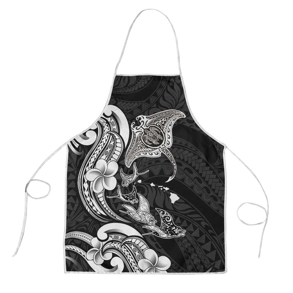 Hawaiian Manta Rays Apron Tribal Hibiscus Polynesian Tattoos Black Color - Polynesian Pride