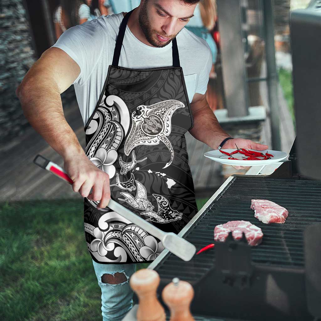 Hawaiian Manta Rays Apron Tribal Hibiscus Polynesian Tattoos Black Color - Polynesian Pride
