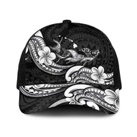 Hawaiian Manta Rays Baseball Net Cap Tribal Hibiscus Polynesian Tattoos Black Color - Polynesian Pride