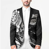 Hawaiian Manta Rays Blazer Tribal Hibiscus Polynesian Tattoos Black Color - Polynesian Pride