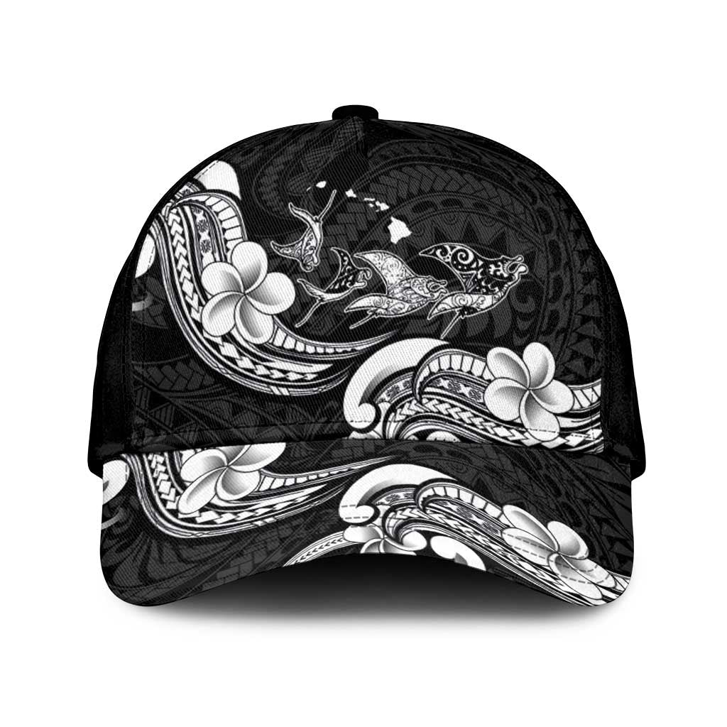 Hawaiian Manta Rays Classic Cap Tribal Hibiscus Polynesian Tattoos Black Color - Polynesian Pride