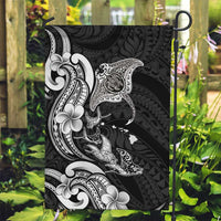 Hawaiian Manta Rays Garden Flag Tribal Hibiscus Polynesian Tattoos Black Color - Polynesian Pride