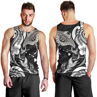 Hawaiian Manta Rays Men Tank Top Tribal Hibiscus Polynesian Tattoos Black Color - Polynesian Pride