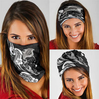 Hawaiian Manta Rays Neck Gaiter Tribal Hibiscus Polynesian Tattoos Black Color - Polynesian Pride