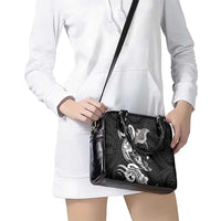 Hawaiian Manta Rays Shoulder Handbag Tribal Hibiscus Polynesian Tattoos Black Color - Polynesian Pride