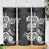 Hawaiian Manta Rays Skinny Tumbler Tribal Hibiscus Polynesian Tattoos Black Color - Polynesian Pride