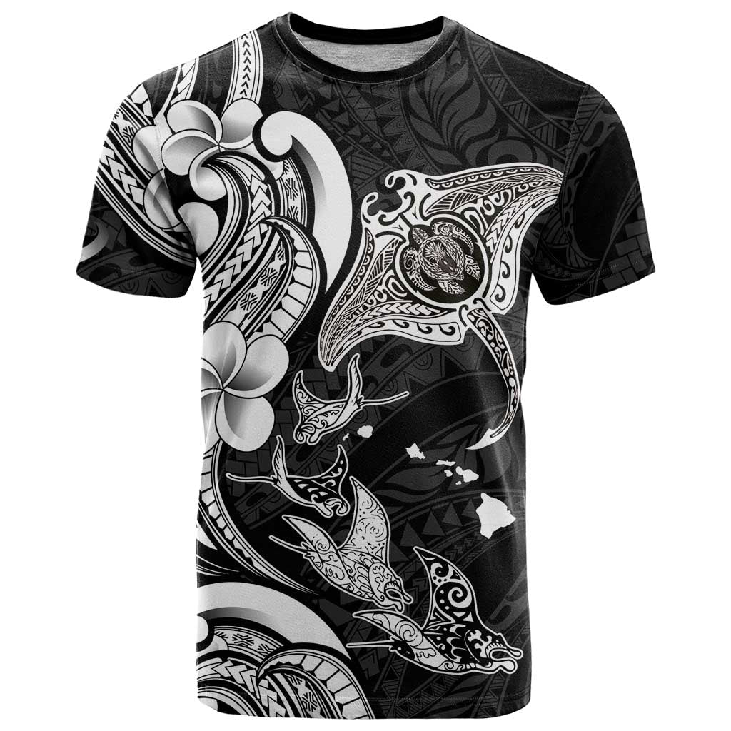 Hawaiian Manta Rays T Shirt Tribal Hibiscus Polynesian Tattoos Black Color - Polynesian Pride