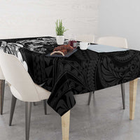 Hawaiian Manta Rays Tablecloth Tribal Hibiscus Polynesian Tattoos Black Color - Polynesian Pride