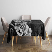 Hawaiian Manta Rays Tablecloth Tribal Hibiscus Polynesian Tattoos Black Color - Polynesian Pride