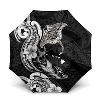 Hawaiian Manta Rays Umbrella Tribal Hibiscus Polynesian Tattoos Black Color - Polynesian Pride