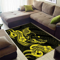 Hawaiian Manta Rays Area Rug Tribal Hibiscus Polynesian Tattoos Yellow Color - Polynesian Pride