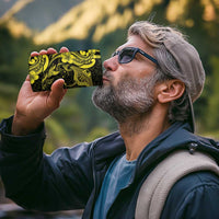 Hawaiian Manta Rays 4 in 1 Can Cooler Tumbler Tribal Hibiscus Polynesian Tattoos Yellow Color - Polynesian Pride