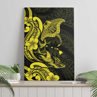 Hawaiian Manta Rays Canvas Wall Art Tribal Hibiscus Polynesian Tattoos Yellow Color - Polynesian Pride