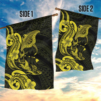 Hawaiian Manta Rays Garden Flag Tribal Hibiscus Polynesian Tattoos Yellow Color - Polynesian Pride