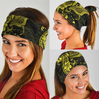 Hawaiian Manta Rays Neck Gaiter Tribal Hibiscus Polynesian Tattoos Yellow Color - Polynesian Pride