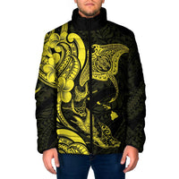 Hawaiian Manta Rays Padded Jacket Tribal Hibiscus Polynesian Tattoos Yellow Color - Polynesian Pride
