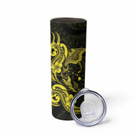 Hawaiian Manta Rays Skinny Tumbler Tribal Hibiscus Polynesian Tattoos Yellow Color - Polynesian Pride