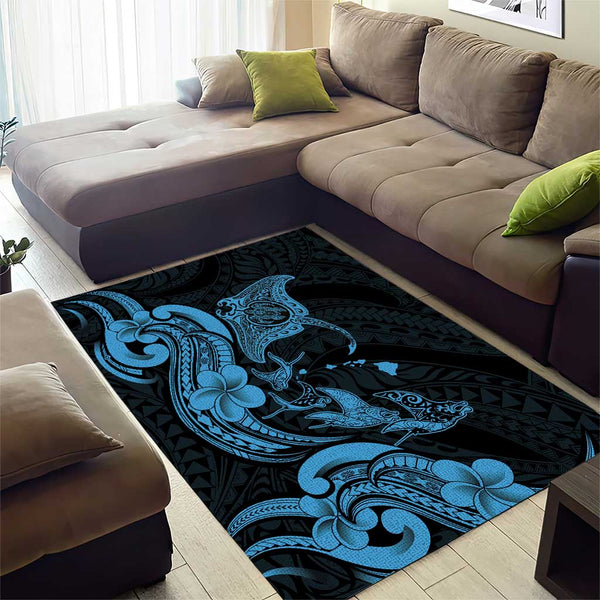 Home / Products / Hawaiian Manta Rays Area Rug Tribal Hibiscus ...