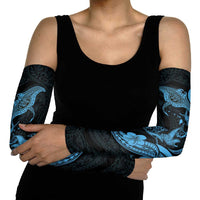 Hawaiian Manta Rays Arm Sleeves Tribal Hibiscus Polynesian Tattoos Blue Color - Polynesian Pride