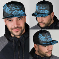 Hawaiian Manta Rays Mesh Trucker Cap Tribal Hibiscus Polynesian Tattoos Blue Color - Polynesian Pride