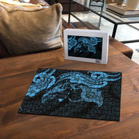 Hawaiian Manta Rays Puzzle Tribal Hibiscus Polynesian Tattoos Blue Color - Polynesian Pride