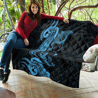 Hawaiian Manta Rays Quilt Tribal Hibiscus Polynesian Tattoos Blue Color - Polynesian Pride