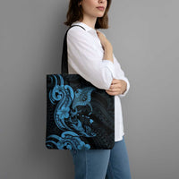 Hawaiian Manta Rays Tote Bag Tribal Hibiscus Polynesian Tattoos Blue Color - Polynesian Pride