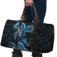 Hawaiian Manta Rays Travel Bag Tribal Hibiscus Polynesian Tattoos Blue Color - Polynesian Pride