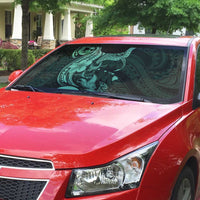 Hawaiian Manta Rays Auto Sun Shade Tribal Hibiscus Polynesian Tattoos Turquoise Color - Polynesian Pride